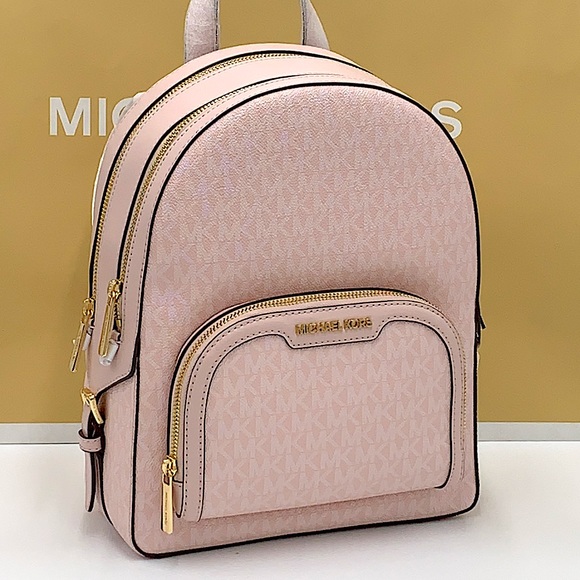 MICHAEL KORS JAYCEE MEDIUM BACKPACK LIGHT POWDER BLUSH SIGNATURE COLOR - Picture 1 of 16